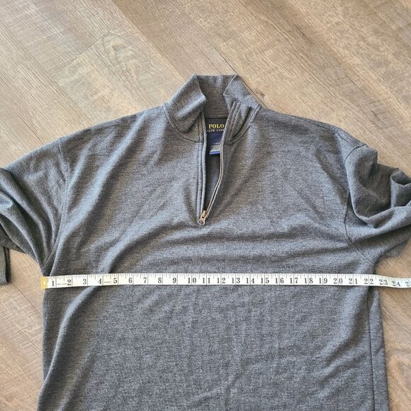Polo Ralph Lauren US Men's Size L Gray Quarter Zip Stretch Long Sleeve Pullover - Picture 9 of 9
